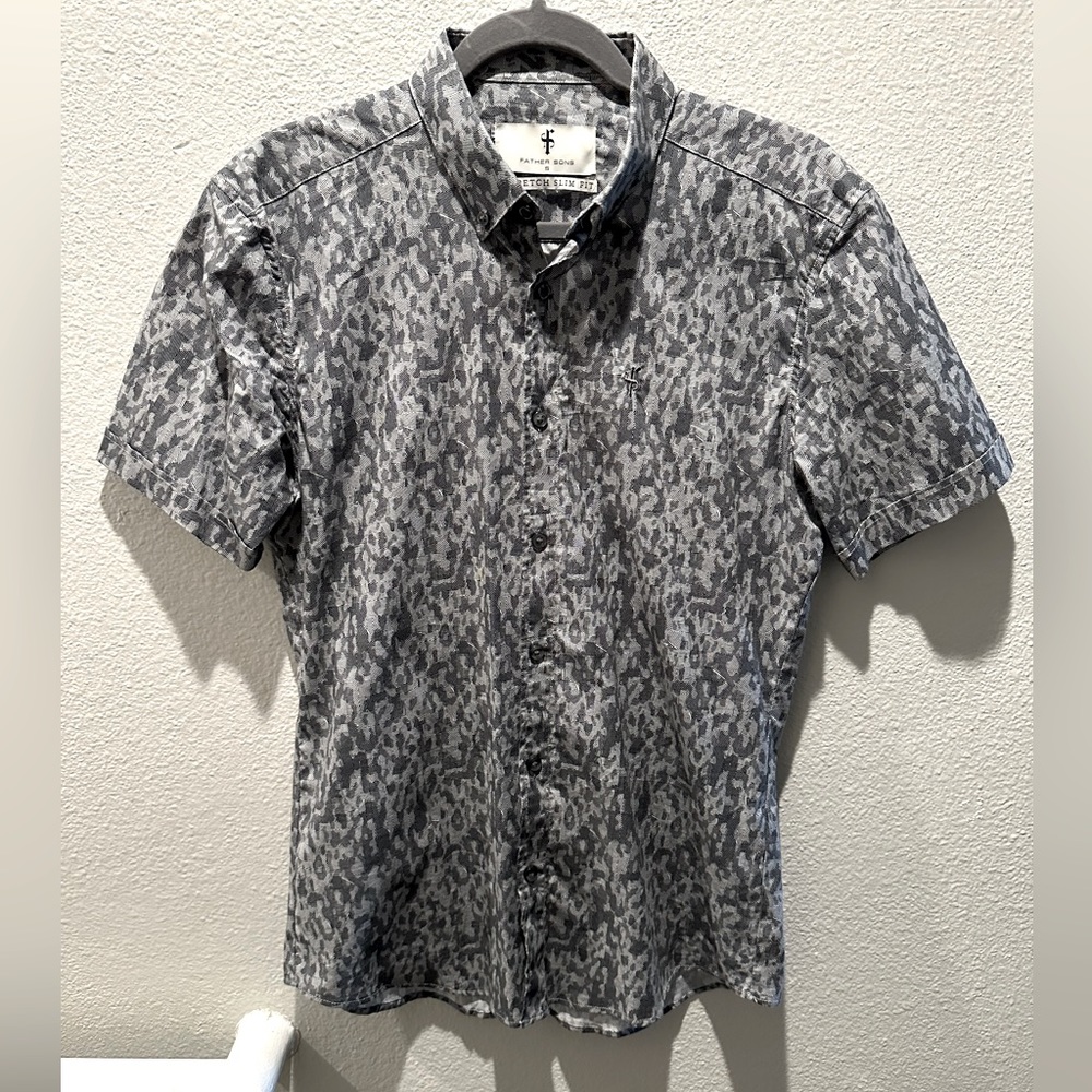 Fathersons Classic fit Grey print Button down shirt